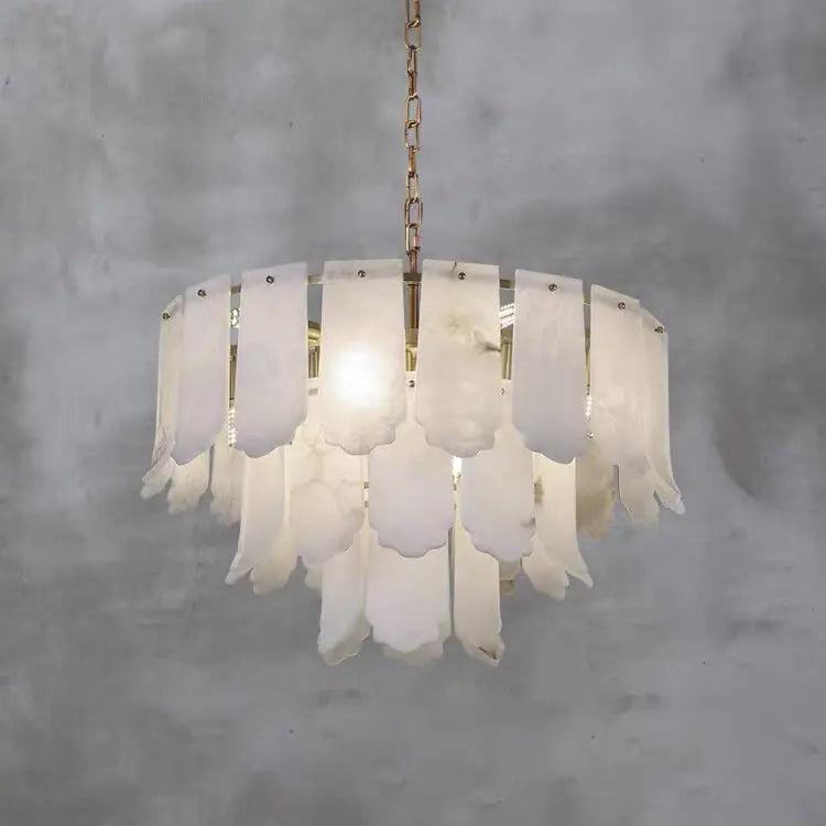 Alabaster Flake Brass Multi-Layer Chandelier Lamp