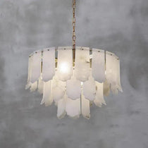 Alabaster Flake Brass Multi-Layer Chandelier Lamp