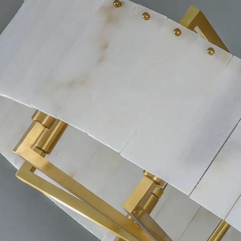 Alabaster Flake Brass Round Chandelier Lighting
