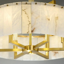 Alabaster Flake Brass Round Chandelier Lighting