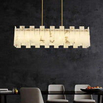Alabaster Flake Modern Rectangular Dining Room Chandeliers