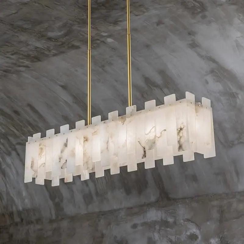 Alabaster Flake Modern Rectangular Dining Room Chandeliers