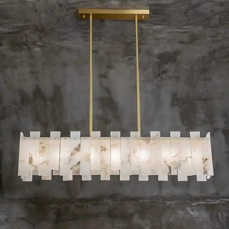 Alabaster Flake Modern Rectangular Dining Room Chandeliers