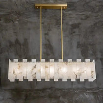 Alabaster Flake Modern Rectangular Dining Room Chandeliers