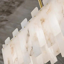 Alabaster Flake Modern Rectangular Dining Room Chandeliers
