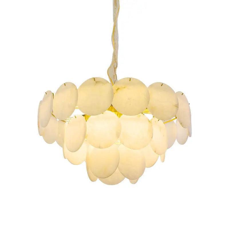 Spain Alabaster Flake Brass Living Room Chandelier