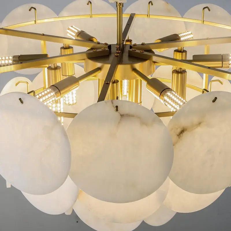 Spain Alabaster Flake Brass Living Room Chandelier