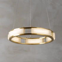 Spain Alabaster Brass Round Chandelier Lighting