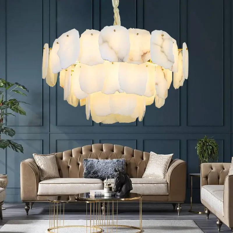 Spain Alabaster Flake Modern Living Room Chandeliers