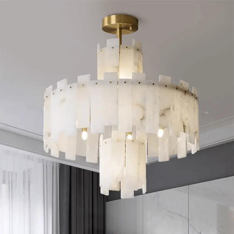 Spain Alabaster Flake Round Modern Chandeliers
