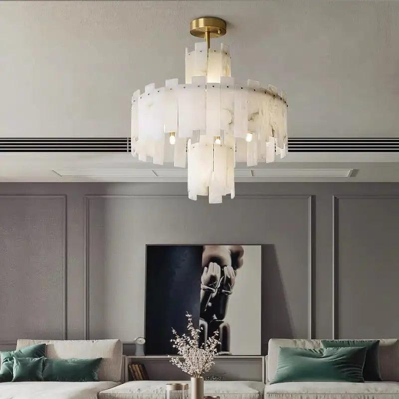 Spain Alabaster Flake Round Modern Chandeliers
