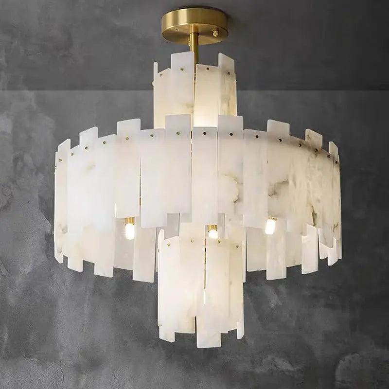 Spain Alabaster Flake Round Modern Chandeliers