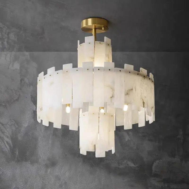 Spain Alabaster Flake Round Modern Chandeliers
