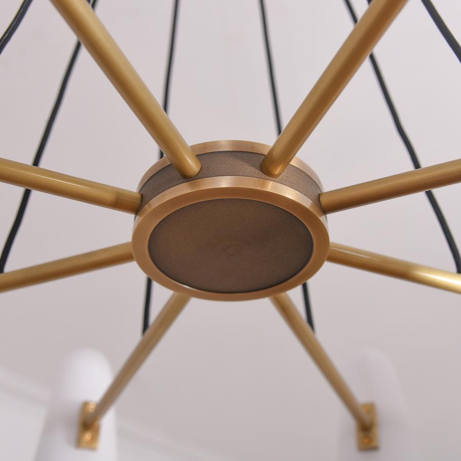 White Ceramics Round Chandelier 32", 3-lights