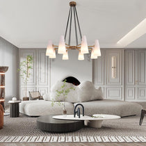 White Ceramics Round Chandelier 36", 8-lights