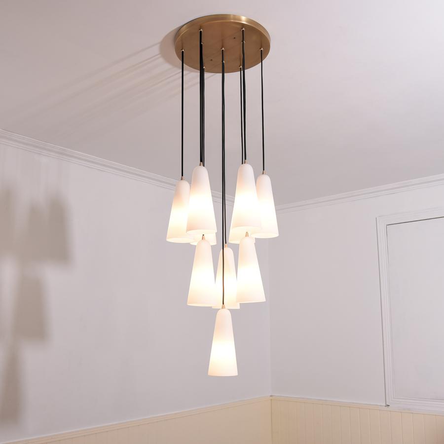 White Ceramics Round Chandelier 18"，10-lights Main image