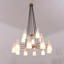 White Ceramics 2-Tier Round Chandelier 44",15-lights