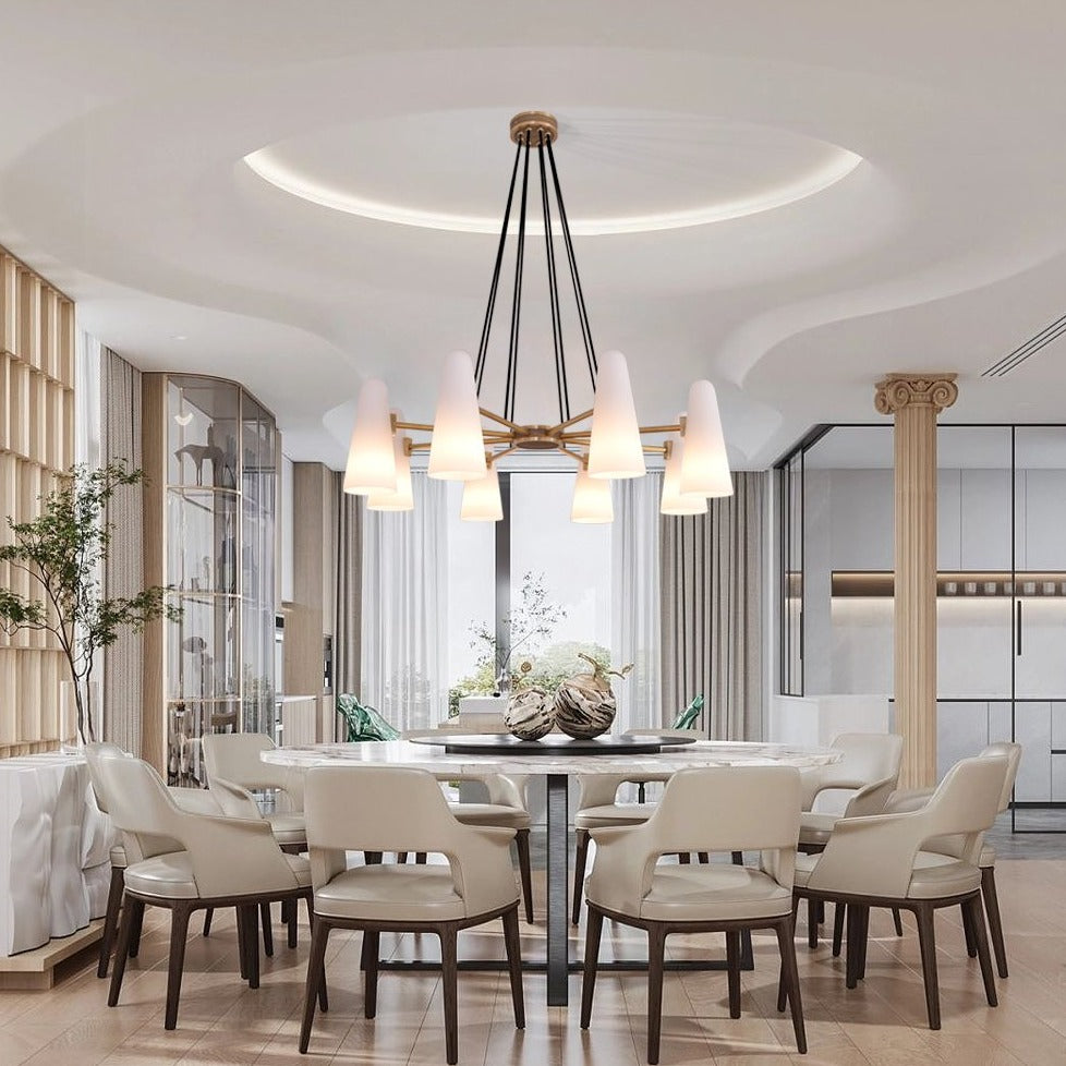 White Ceramics Round Chandelier 36", 8-lights Main image