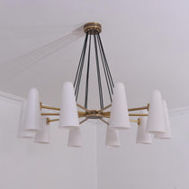 White Ceramics Round Chandelier 44", 10-lights