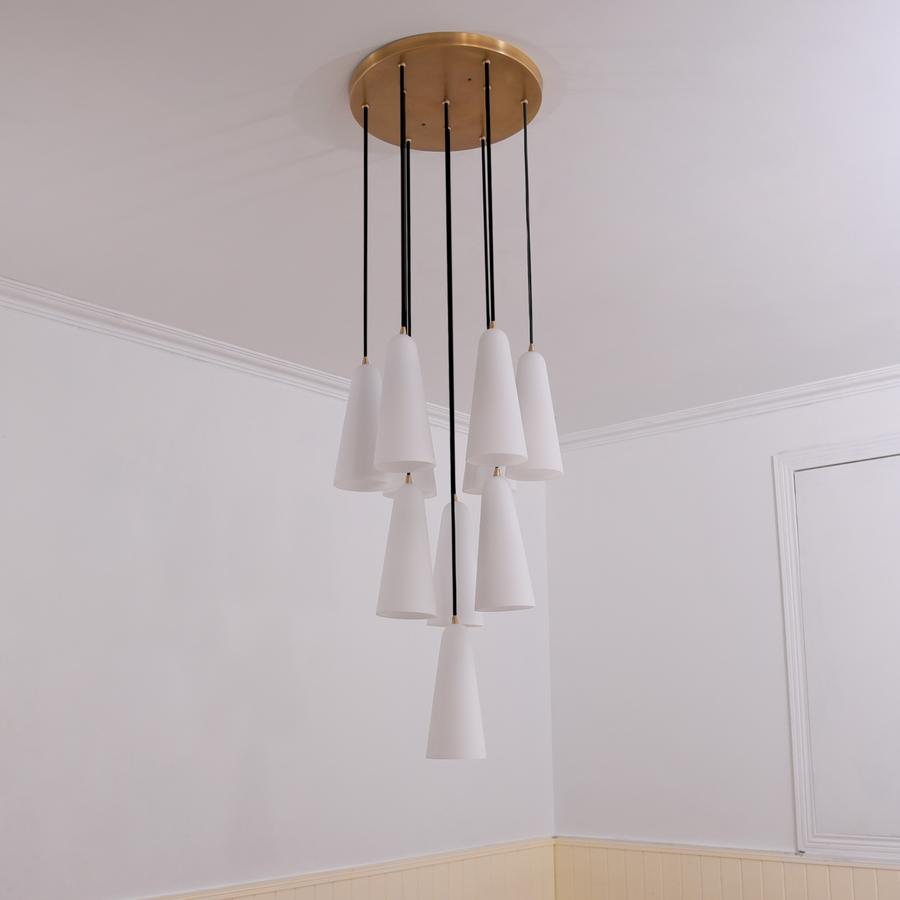 White Ceramics Round Chandelier 18"，10-lights