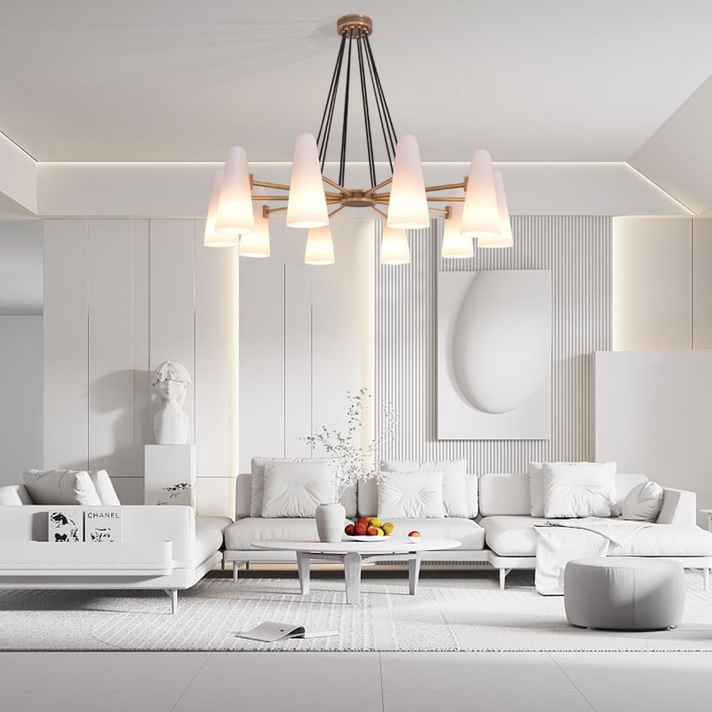 White Ceramics Round Chandelier 44", 10-lights Main image