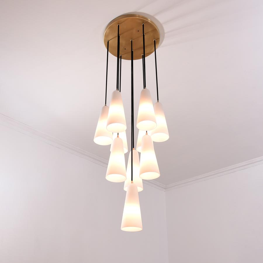 White Ceramics Round Chandelier 18"，10-lights Secondary image