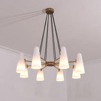 White Ceramics Round Chandelier 36", 8-lights