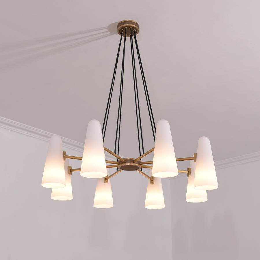 White Ceramics Round Chandelier 36", 8-lights