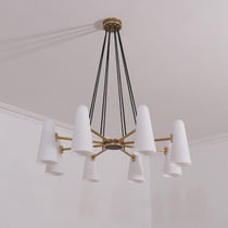 White Ceramics Round Chandelier 36", 8-lights