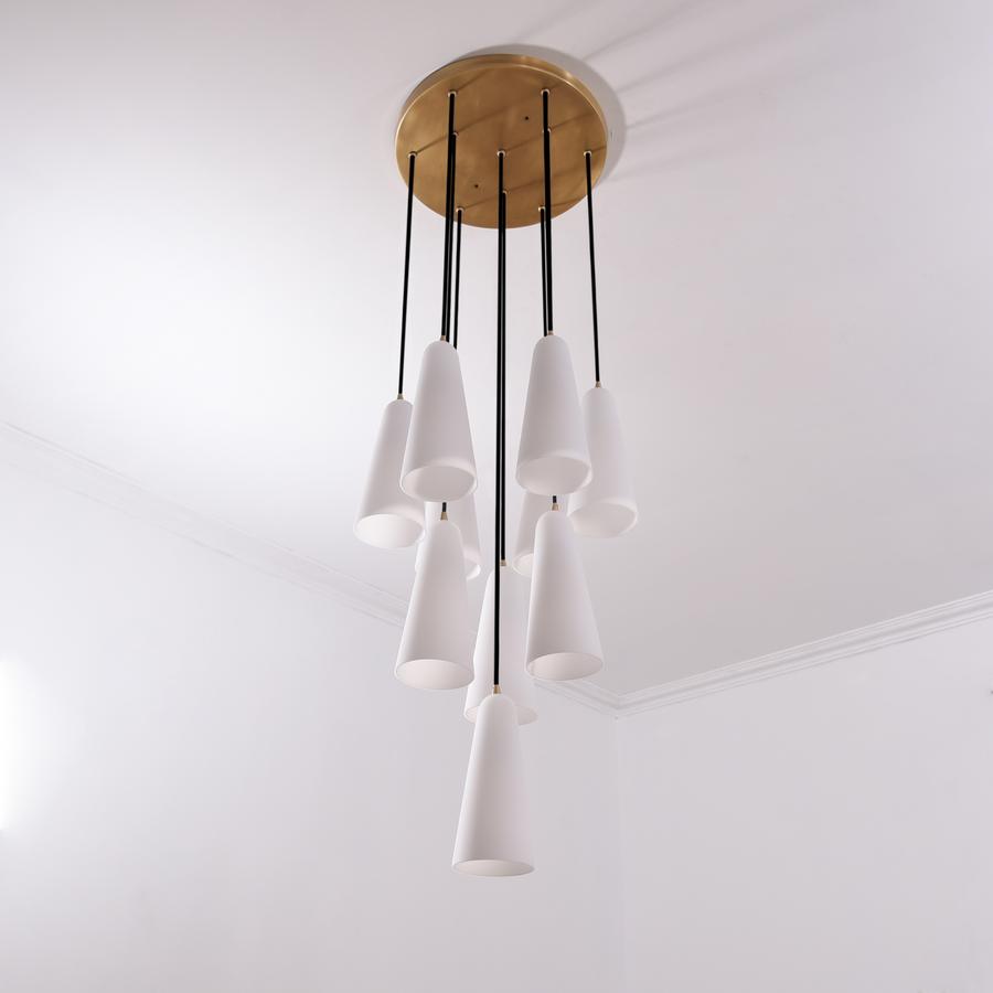 White Ceramics Round Chandelier 18"，10-lights