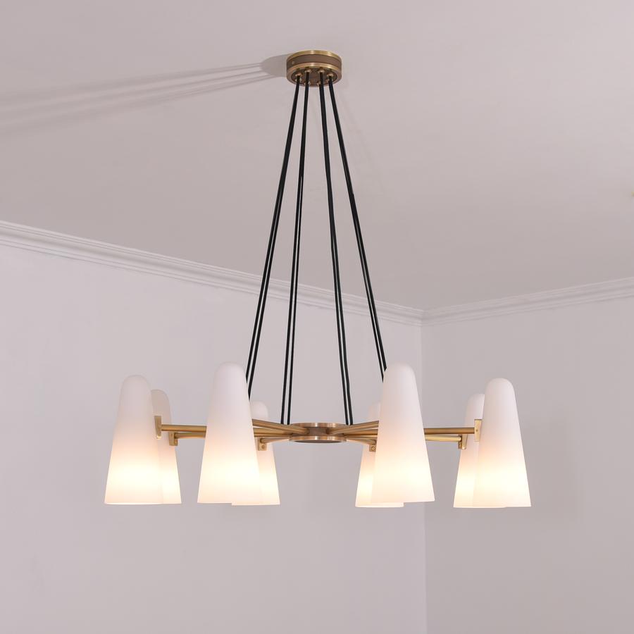 White Ceramics Round Chandelier 36", 8-lights