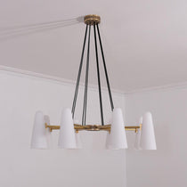 White Ceramics Round Chandelier 36", 8-lights
