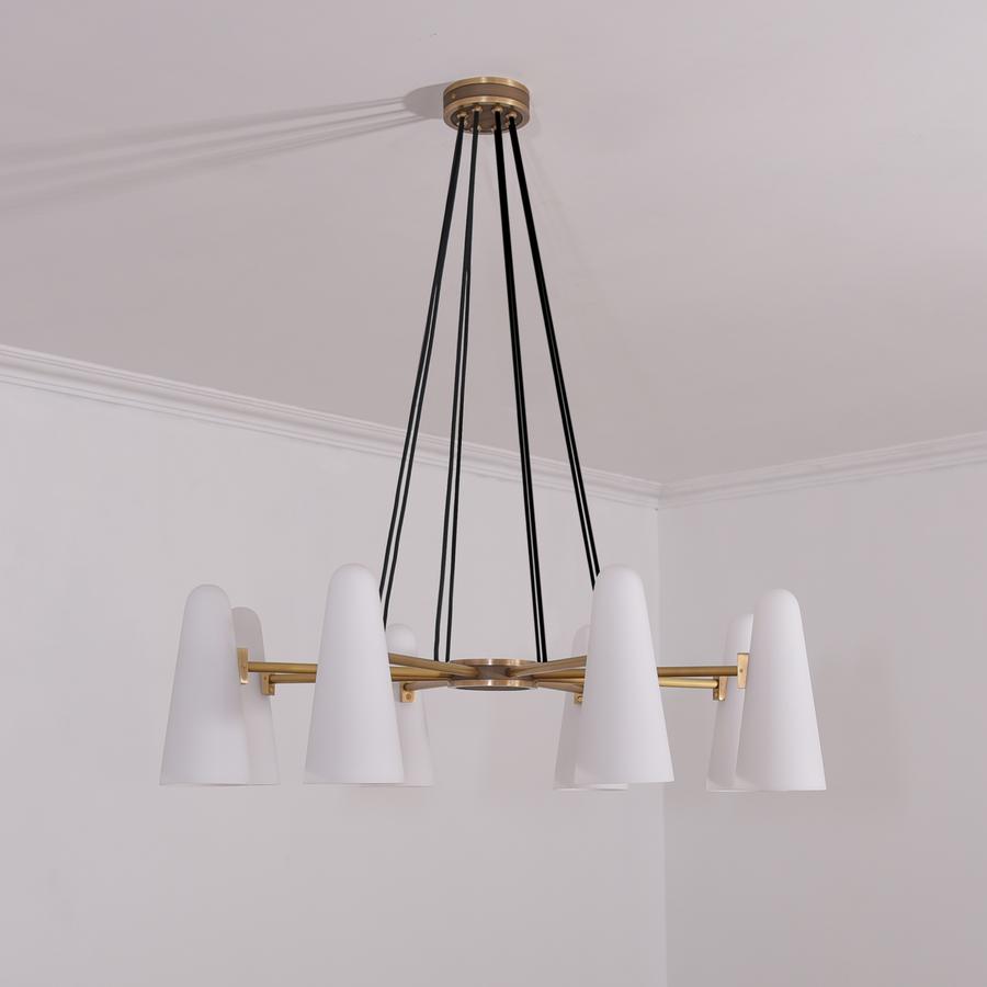 White Ceramics Round Chandelier 36", 8-lights