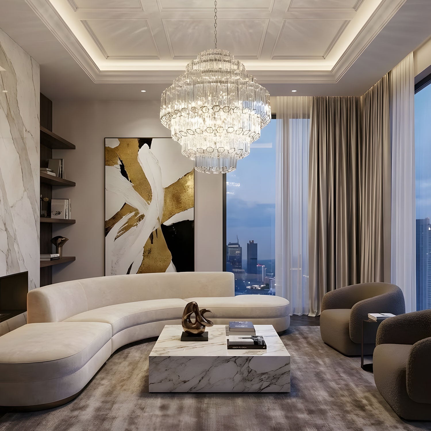 Contemporary Clear Grande Palermo Chandelier - CasaraHouse