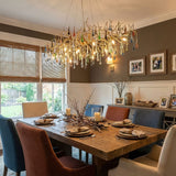 Designer Colorful Raindrop Brass Branch Chandelier - CasaraHouse
