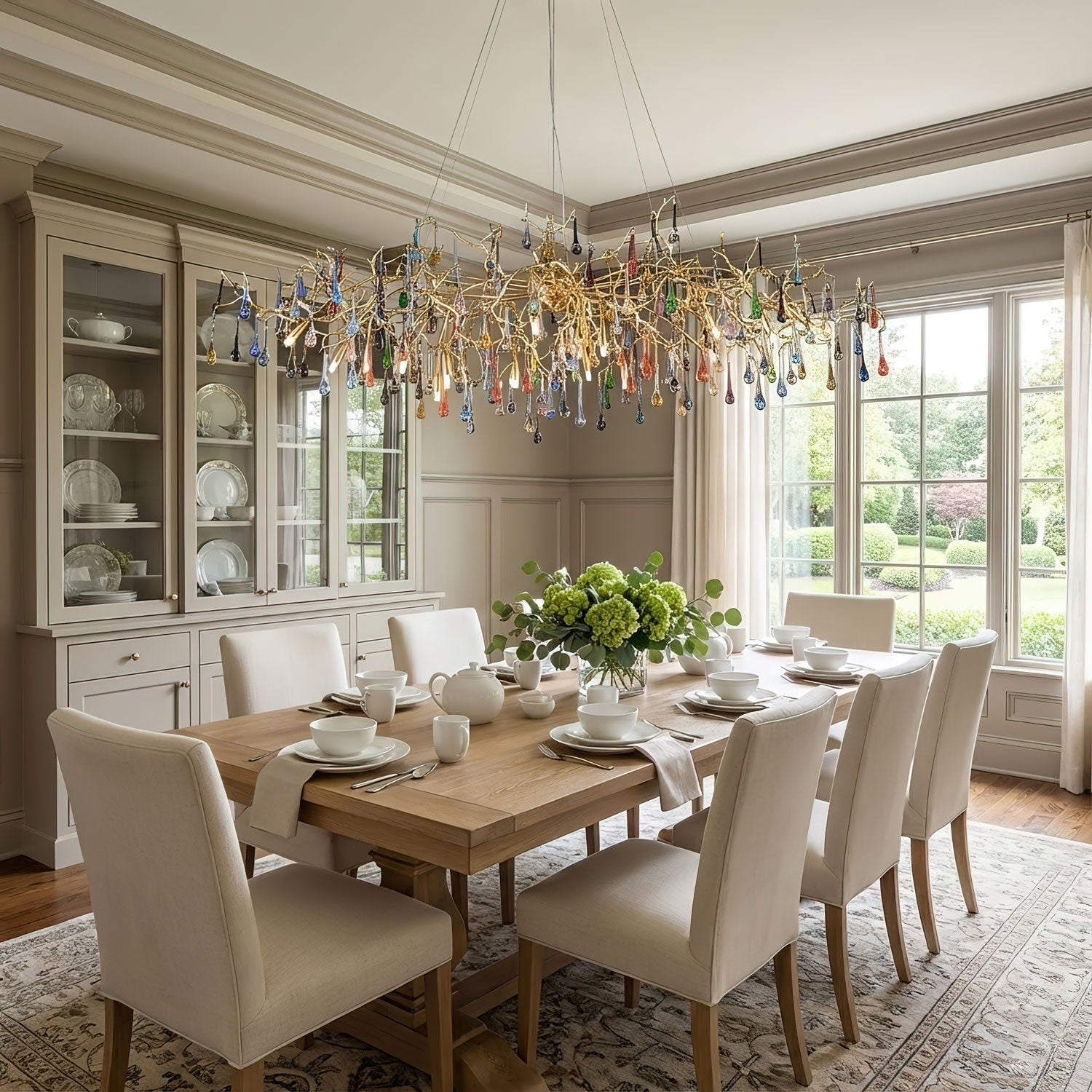Designer Colorful Raindrop Brass Branch Chandelier Secondary image