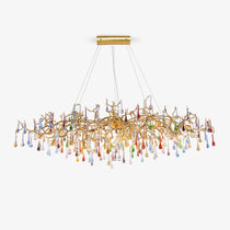 Designer Colorful Raindrop Brass Branch Chandelier - CasaraHouse