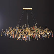 Designer Colorful Raindrop Brass Branch Chandelier - CasaraHouse