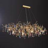 Designer Colorful Raindrop Brass Branch Chandelier - CasaraHouse