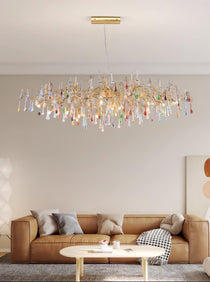 Designer Colorful Raindrop Brass Branch Chandelier - CasaraHouse