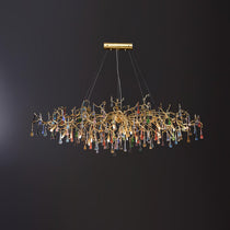 Designer Colorful Raindrop Brass Branch Chandelier - CasaraHouse