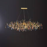 Designer Colorful Raindrop Brass Branch Chandelier - CasaraHouse