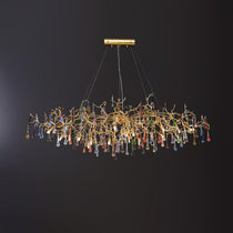 Designer Colorful Raindrop Brass Branch Chandelier - CasaraHouse