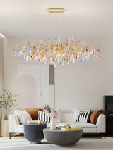 Designer Colorful Raindrop Brass Branch Chandelier - CasaraHouse