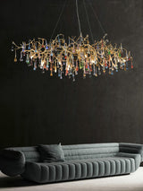 Designer Colorful Raindrop Brass Branch Chandelier - CasaraHouse