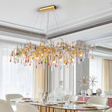 Designer Colorful Raindrop Brass Branch Chandelier - CasaraHouse