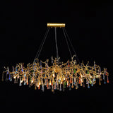 Designer Colorful Raindrop Brass Branch Chandelier - CasaraHouse