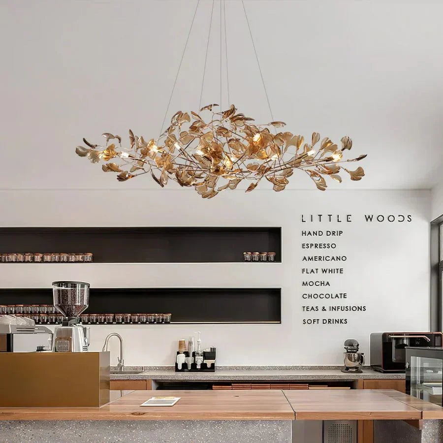 Colorful Glass Ceramic Leaf Chandelier