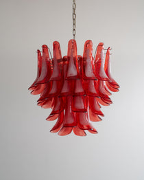 Crimson Glass Murano Petals Chandelier