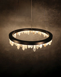 Cervine Quartz Stone Round Chandelier 36"